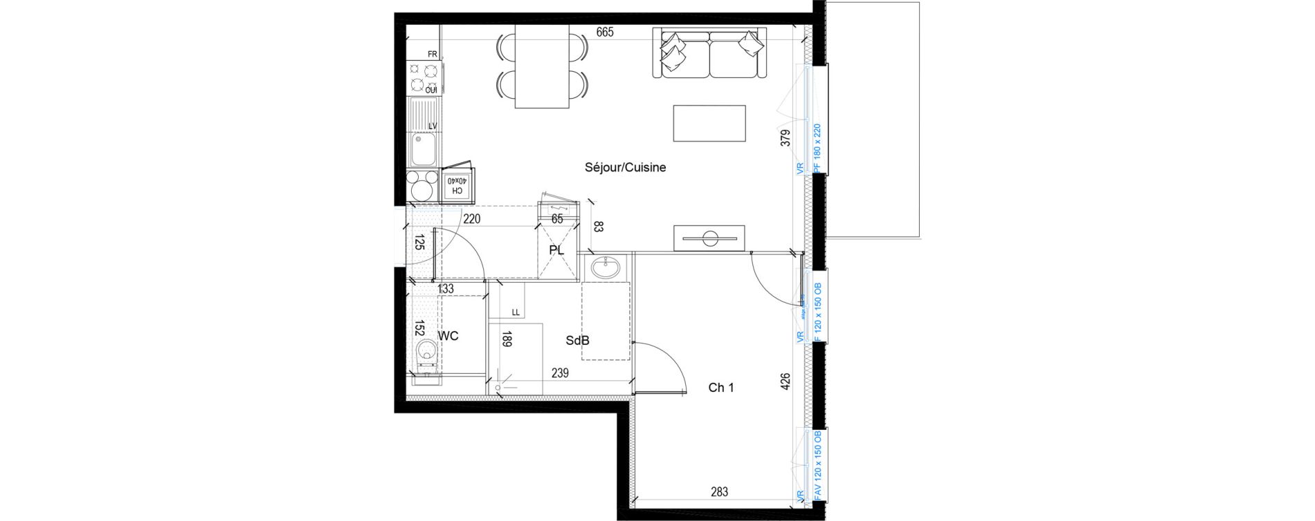 Appartement T2 de 44,61 m2 &agrave; Wasquehal Le haut vinage