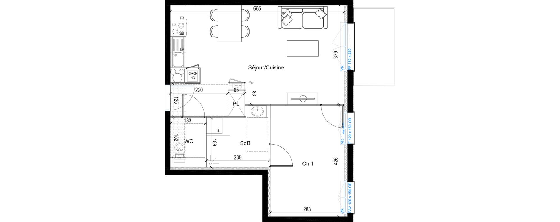 Appartement T2 de 44,61 m2 &agrave; Wasquehal Le haut vinage