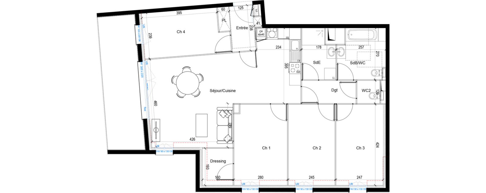 Appartement T5 de 96,10 m2 &agrave; Wasquehal Le haut vinage