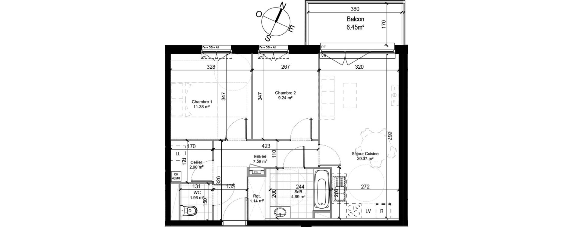 Appartement T3 de 59,19 m2 &agrave; Wasquehal La ville