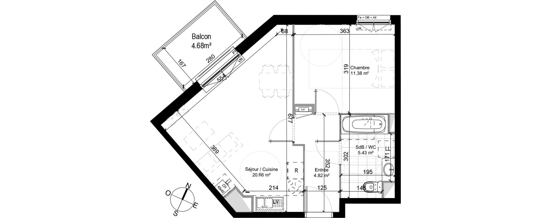 Appartement T2 de 42,29 m2 &agrave; Wasquehal La ville