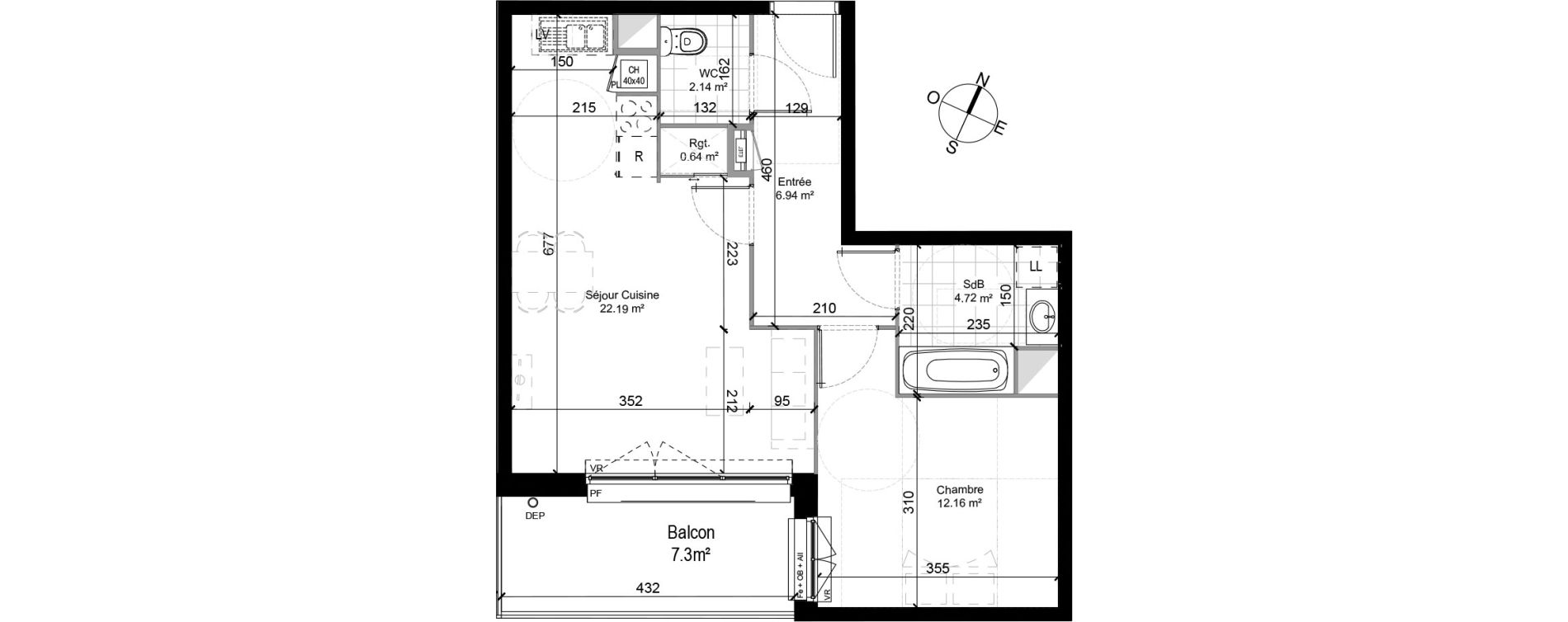 Appartement T2 de 48,79 m2 &agrave; Wasquehal La ville