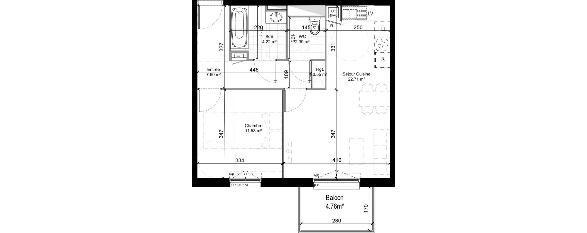 Appartement T2 de 49,05 m2 &agrave; Wasquehal La ville