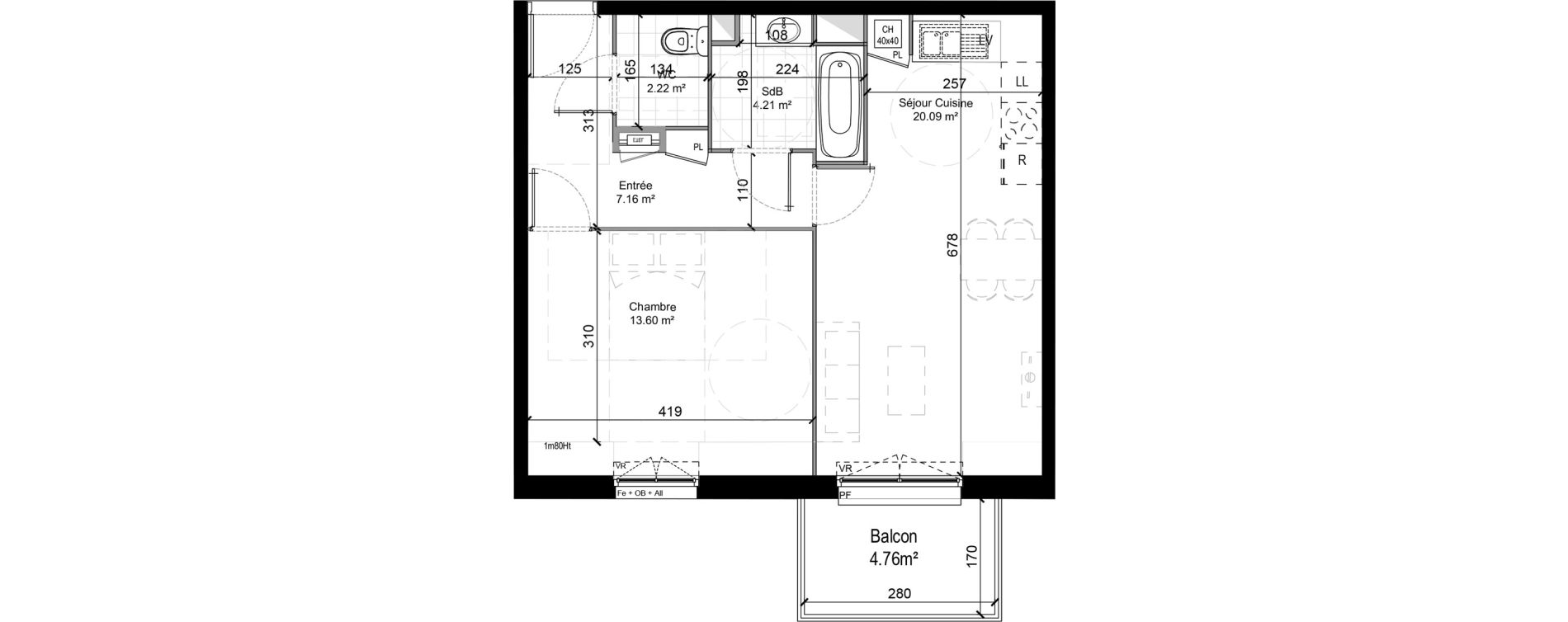 Appartement T2 de 47,28 m2 &agrave; Wasquehal La ville