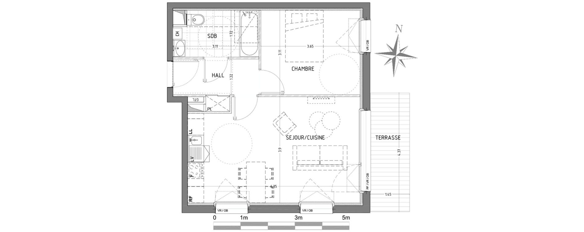 Appartement T2 de 45,02 m2 &agrave; Wattignies Centre