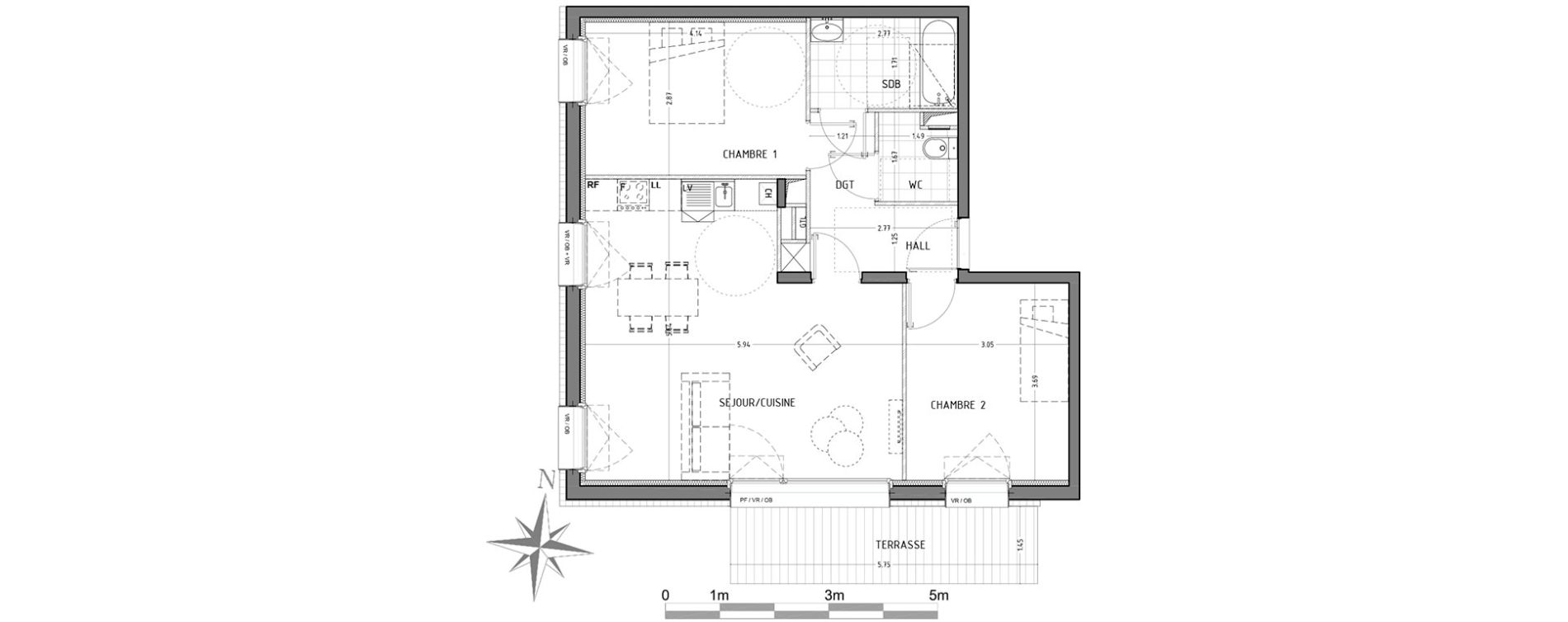 Appartement T3 de 65,38 m2 &agrave; Wattignies Centre