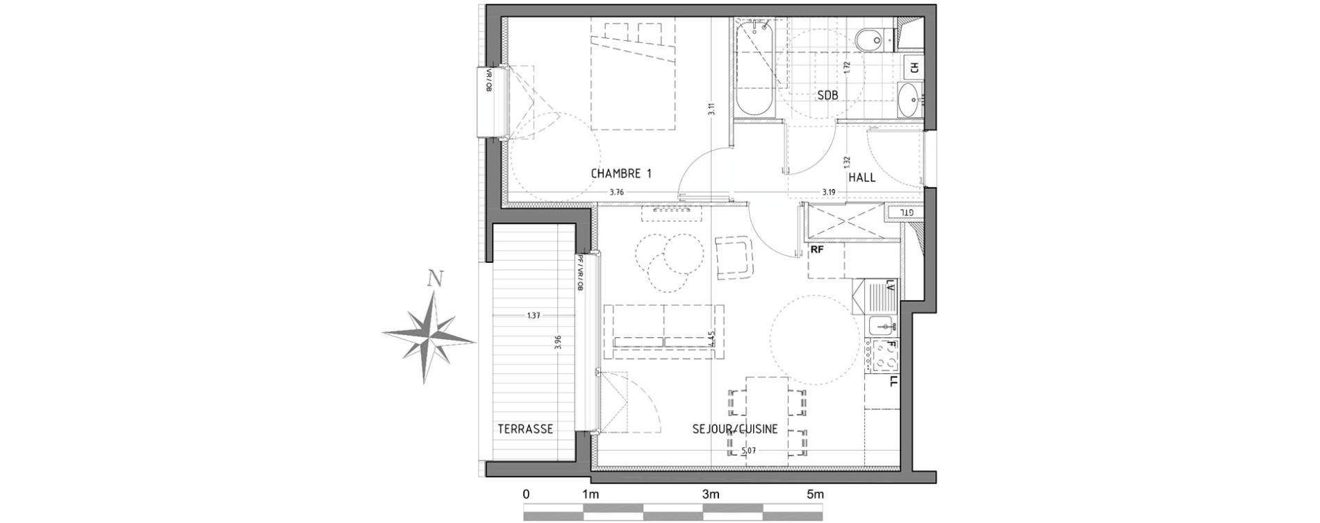Appartement T2 de 42,95 m2 &agrave; Wattignies Centre