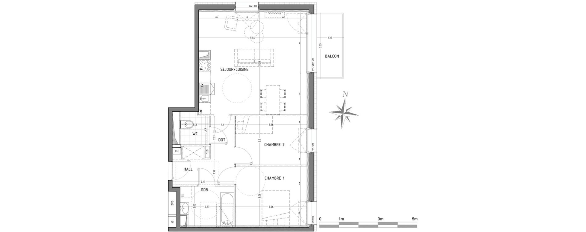 Appartement T3 de 65,30 m2 &agrave; Wattignies Centre
