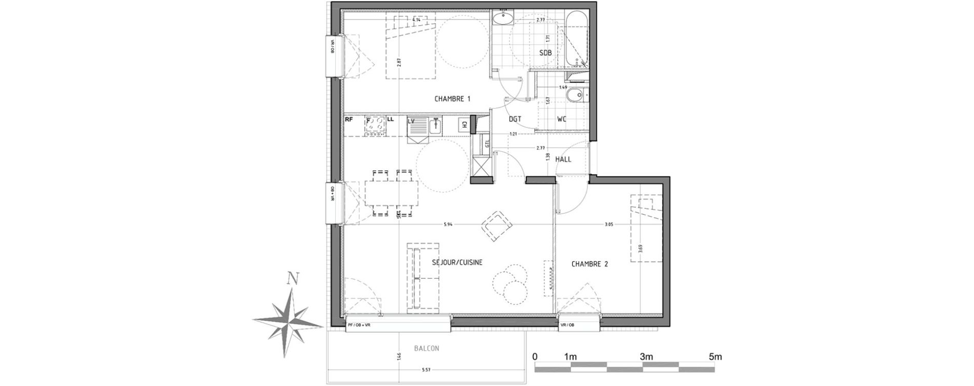 Appartement T3 de 65,38 m2 &agrave; Wattignies Centre