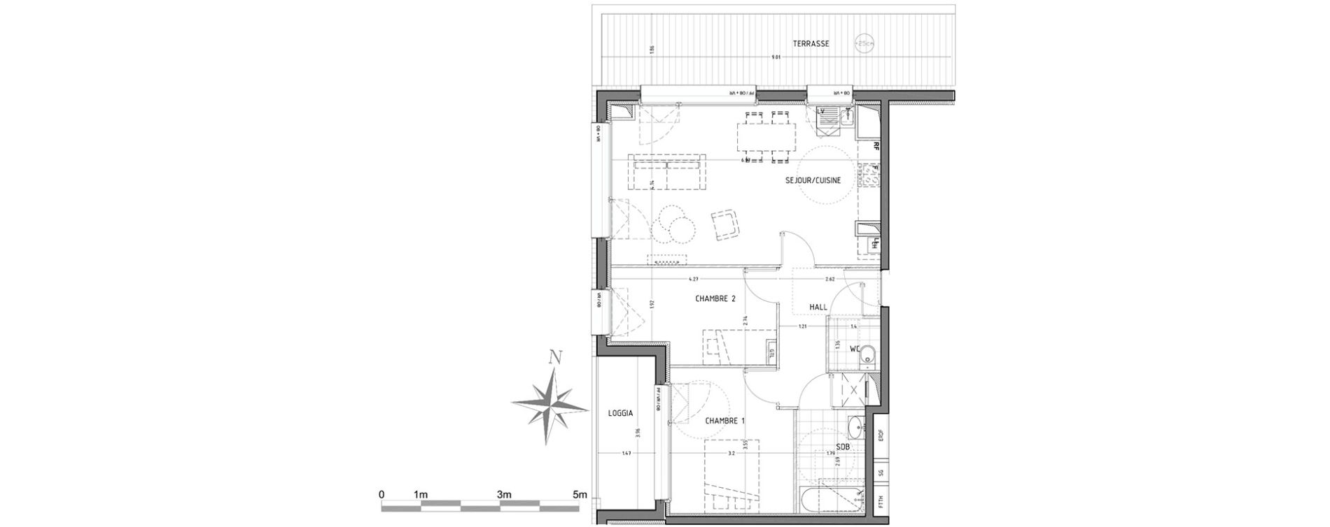 Appartement T3 de 62,57 m2 &agrave; Wattignies Centre