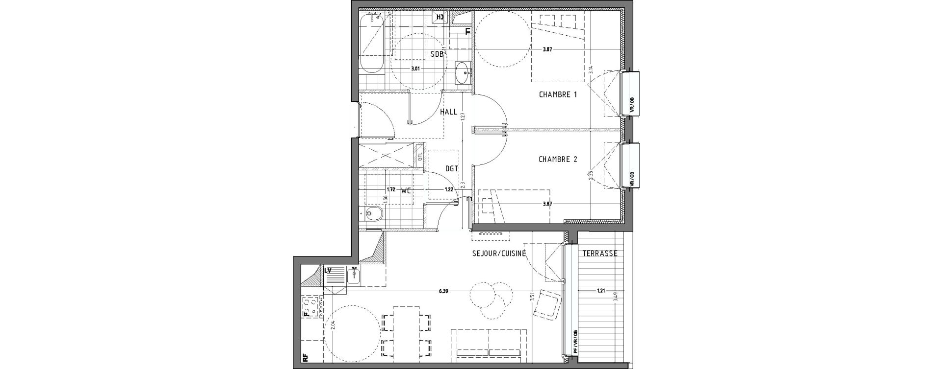 Appartement T3 de 60,24 m2 &agrave; Wattignies Centre