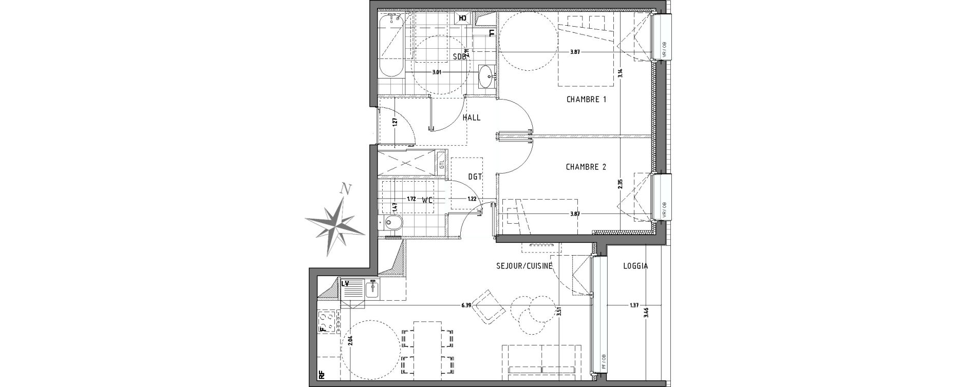 Appartement T3 de 60,20 m2 &agrave; Wattignies Centre