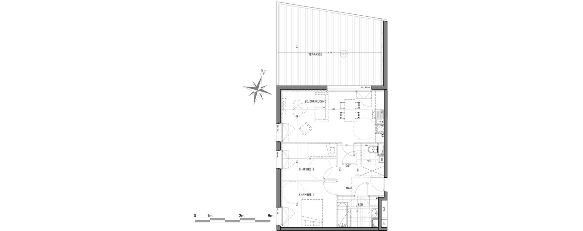 Appartement T3 de 60,53 m2 &agrave; Wattignies Centre