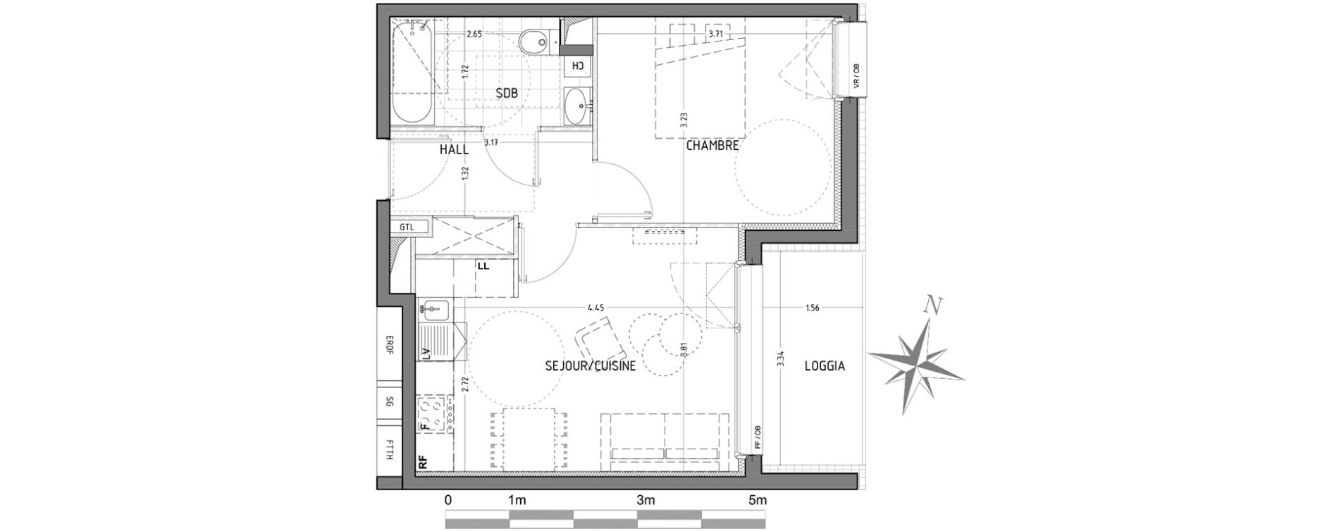 Appartement T2 de 40,75 m2 &agrave; Wattignies Centre
