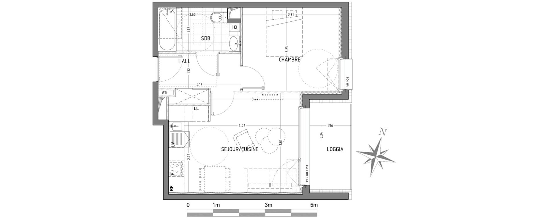 Appartement T2 de 40,75 m2 &agrave; Wattignies Centre