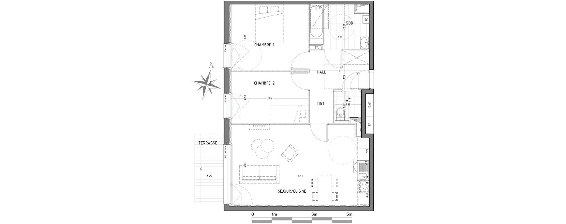 Appartement T3 de 66,08 m2 &agrave; Wattignies Centre