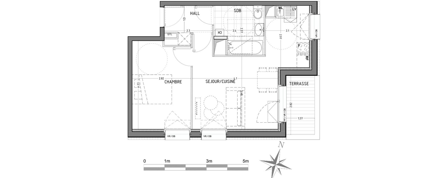 Appartement T2 de 40,93 m2 &agrave; Wattignies Centre