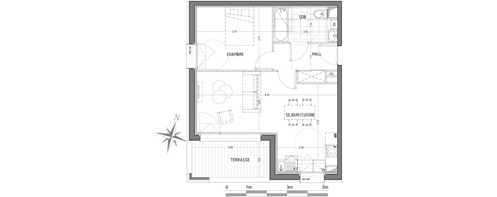 Appartement T2 de 46,70 m2 &agrave; Wattignies Centre