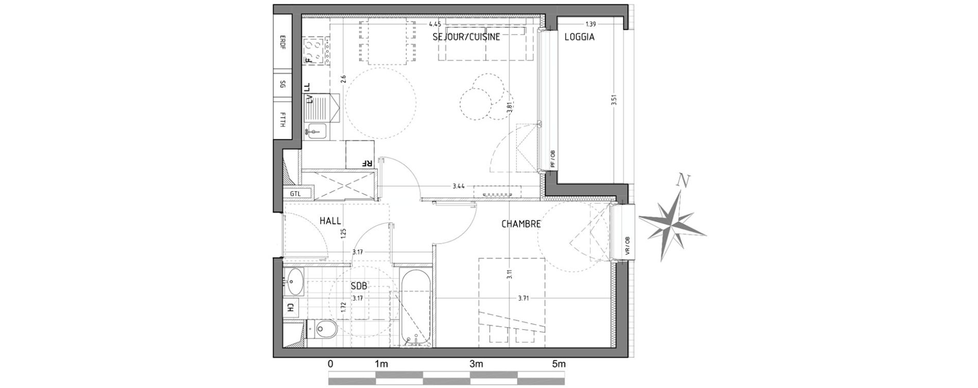 Appartement T2 de 39,99 m2 &agrave; Wattignies Centre
