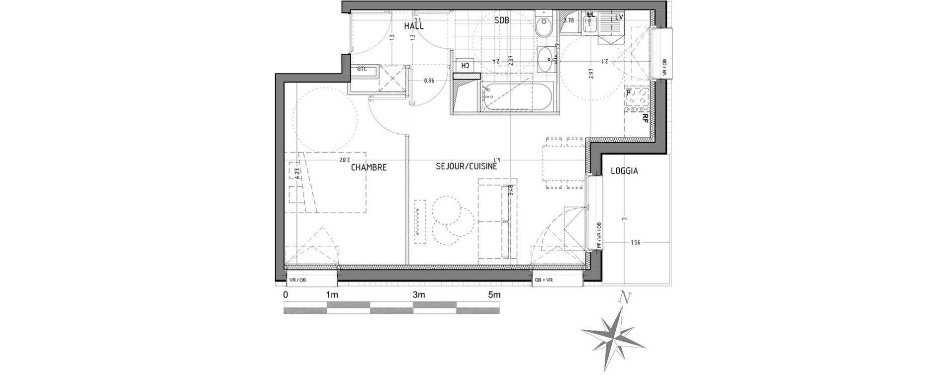 Appartement T2 de 40,93 m2 &agrave; Wattignies Centre