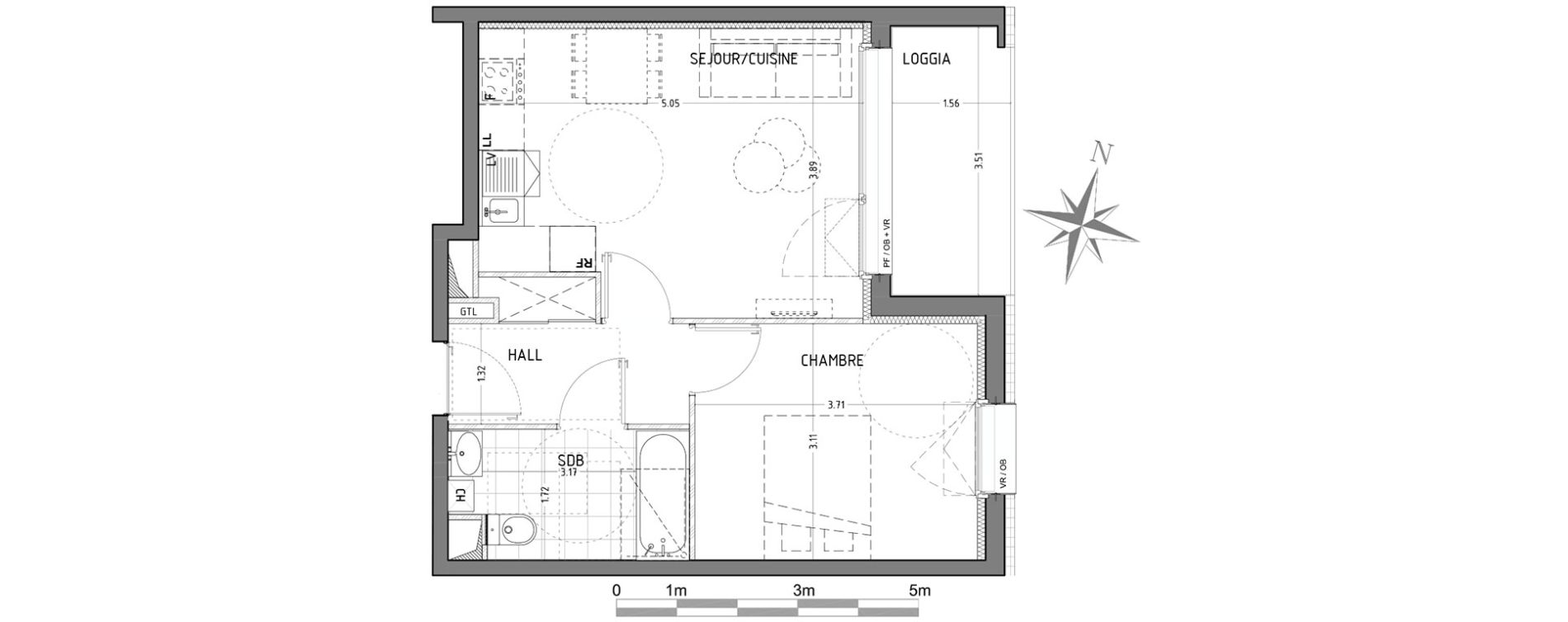 Appartement T2 de 39,99 m2 &agrave; Wattignies Centre