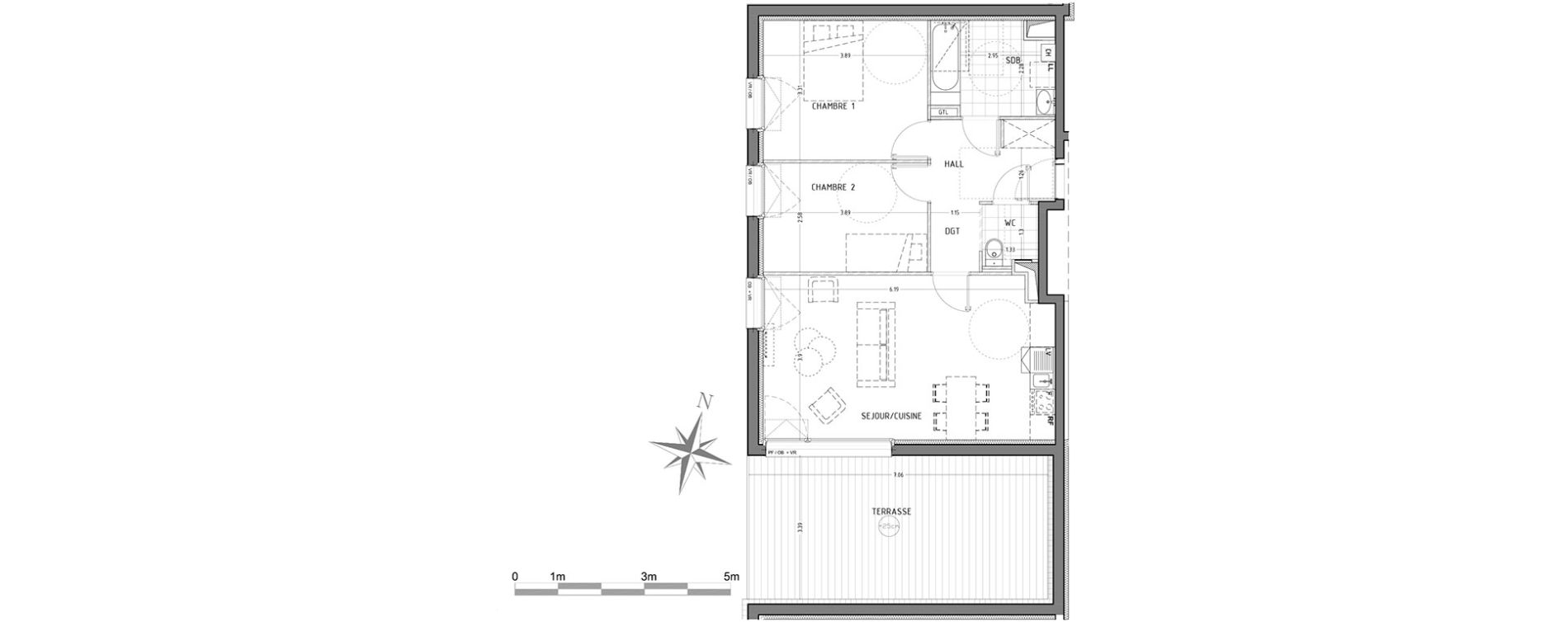 Appartement T3 de 65,07 m2 &agrave; Wattignies Centre