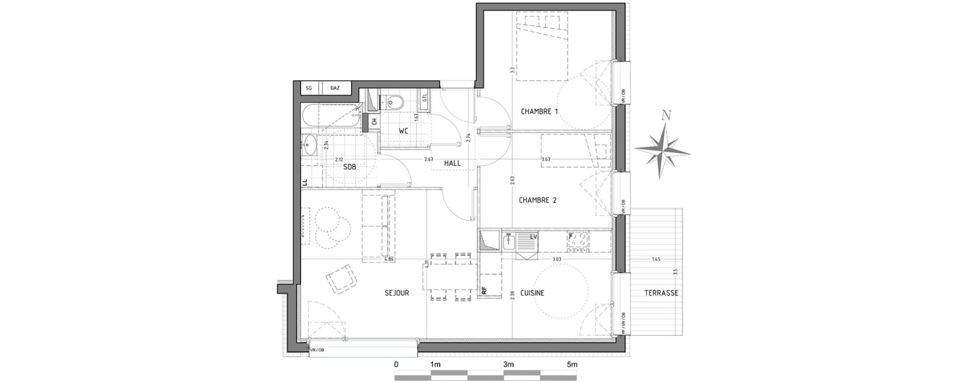 Appartement T3 de 63,45 m2 &agrave; Wattignies Centre