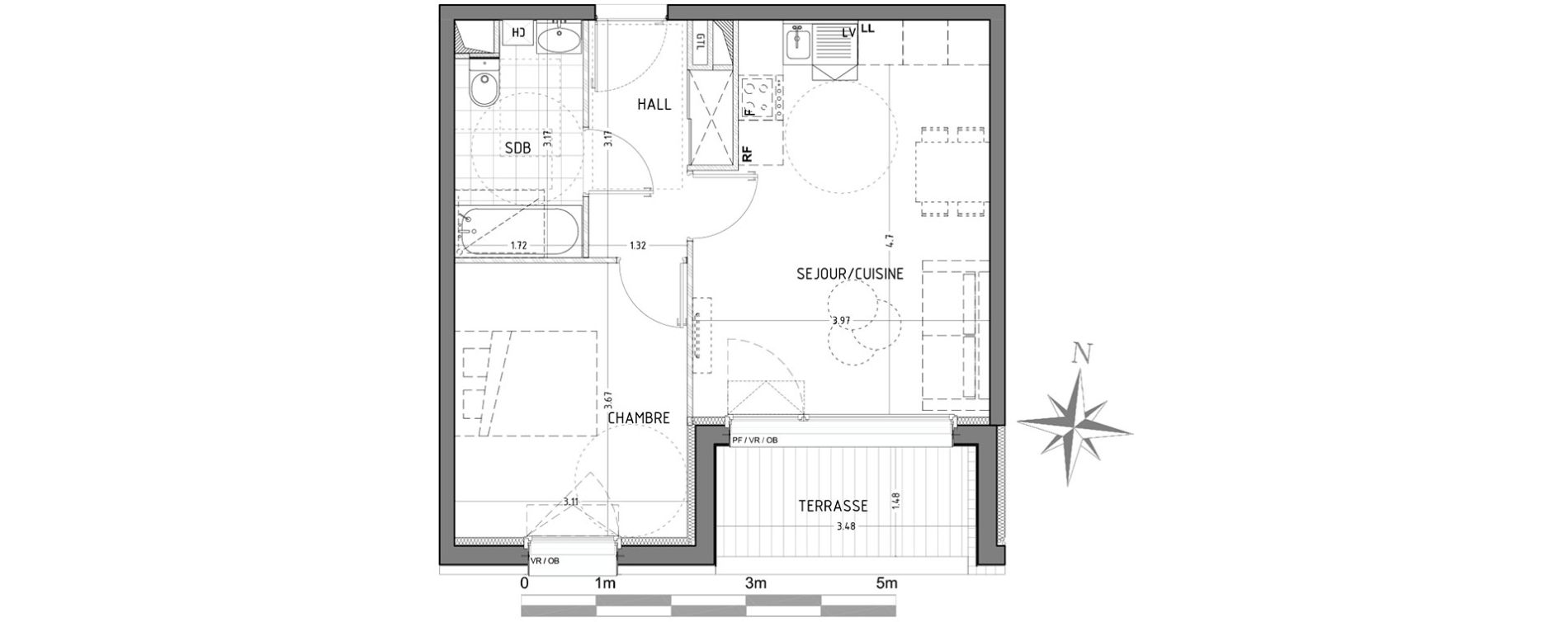 Appartement T2 de 41,74 m2 &agrave; Wattignies Centre