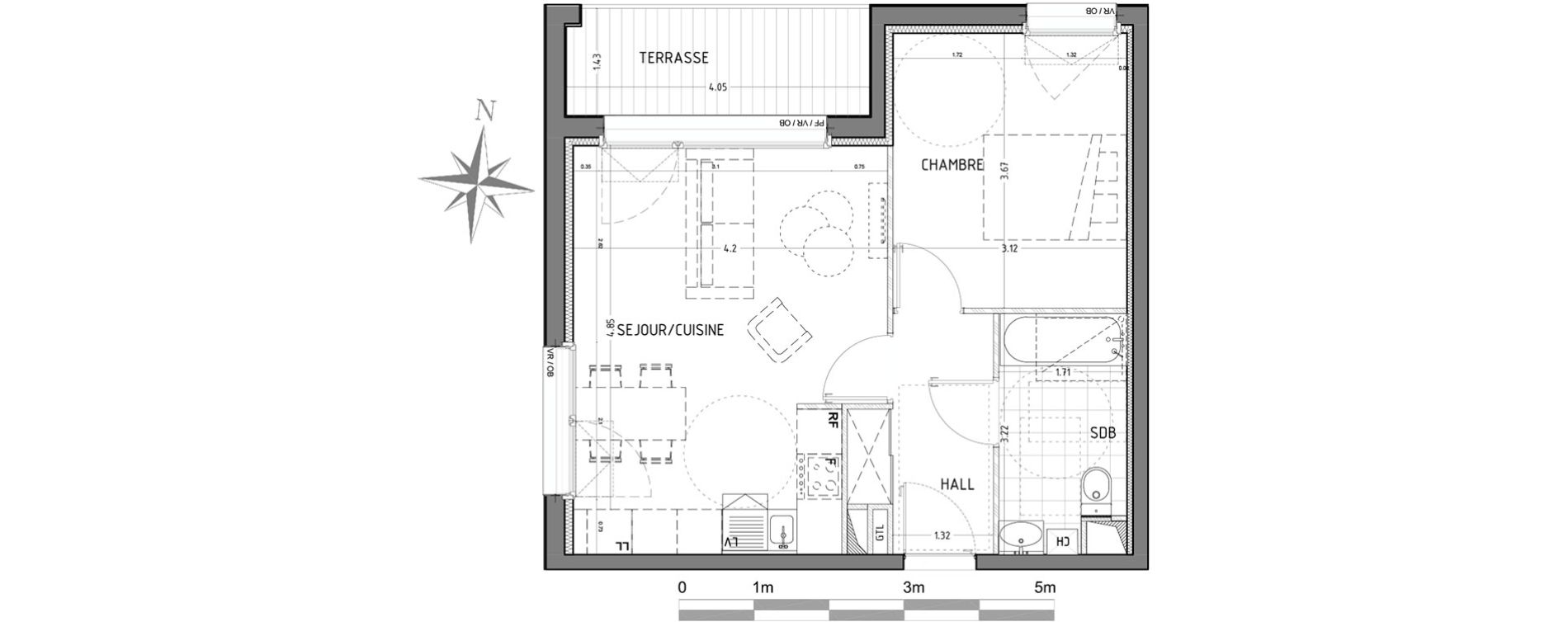 Appartement T2 de 43,21 m2 &agrave; Wattignies Centre