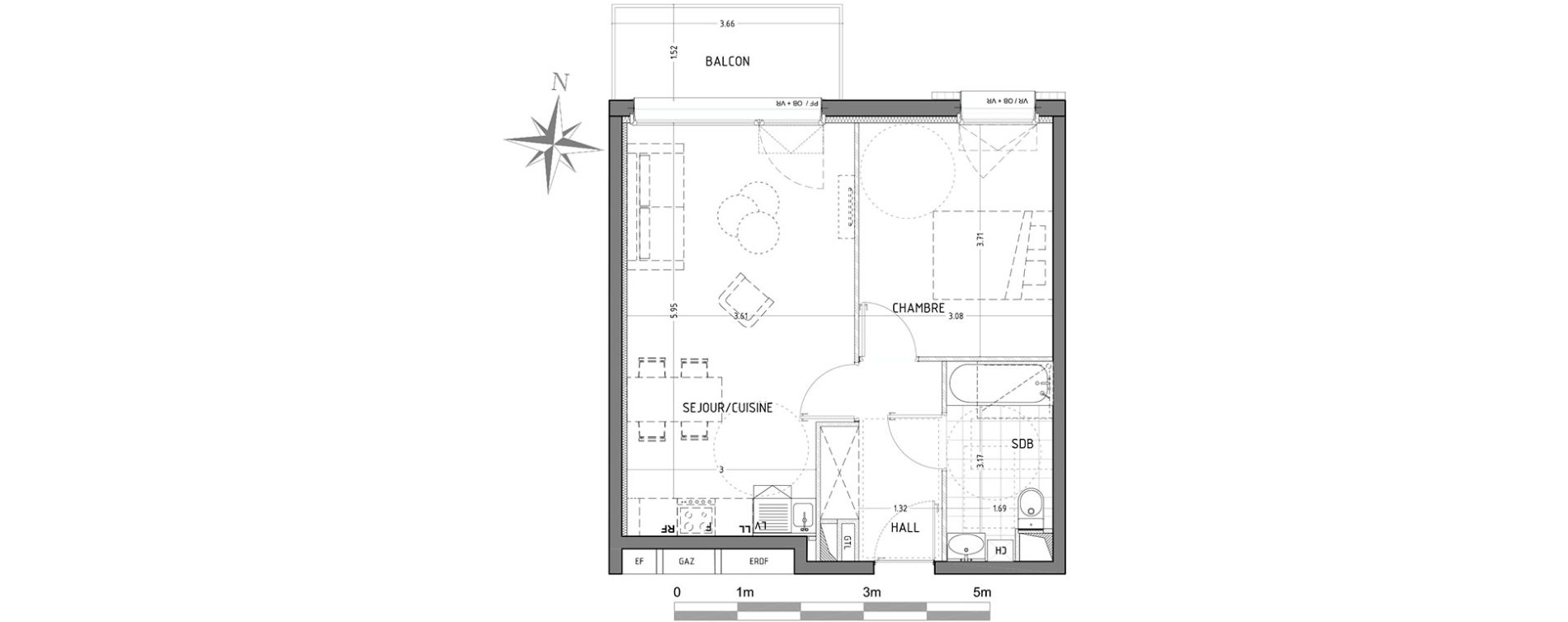 Appartement T2 de 44,10 m2 &agrave; Wattignies Centre