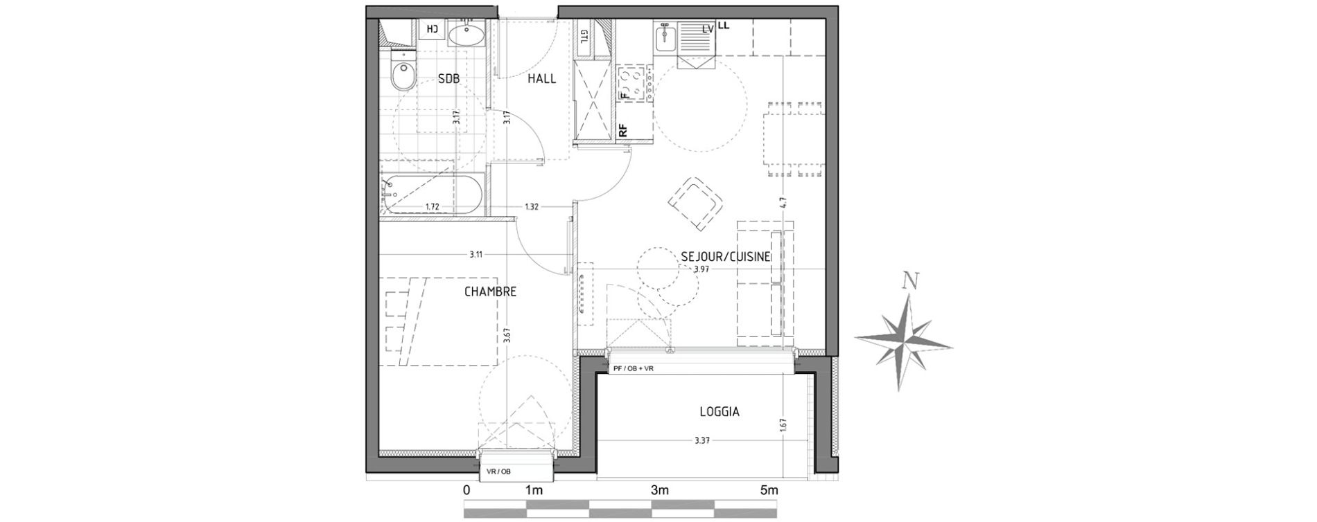 Appartement T2 de 41,27 m2 &agrave; Wattignies Centre