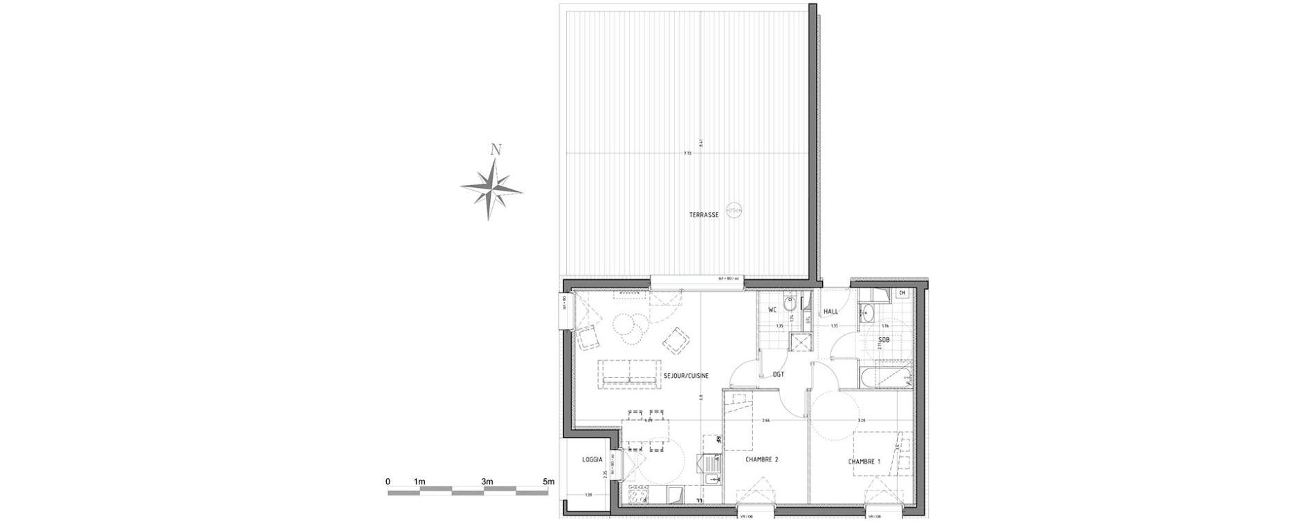 Appartement T3 de 67,15 m2 &agrave; Wattignies Centre