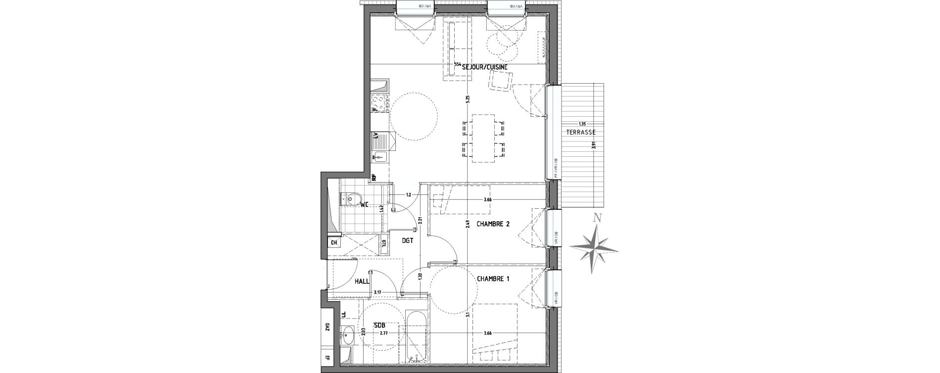 Appartement T3 de 65,32 m2 &agrave; Wattignies Centre