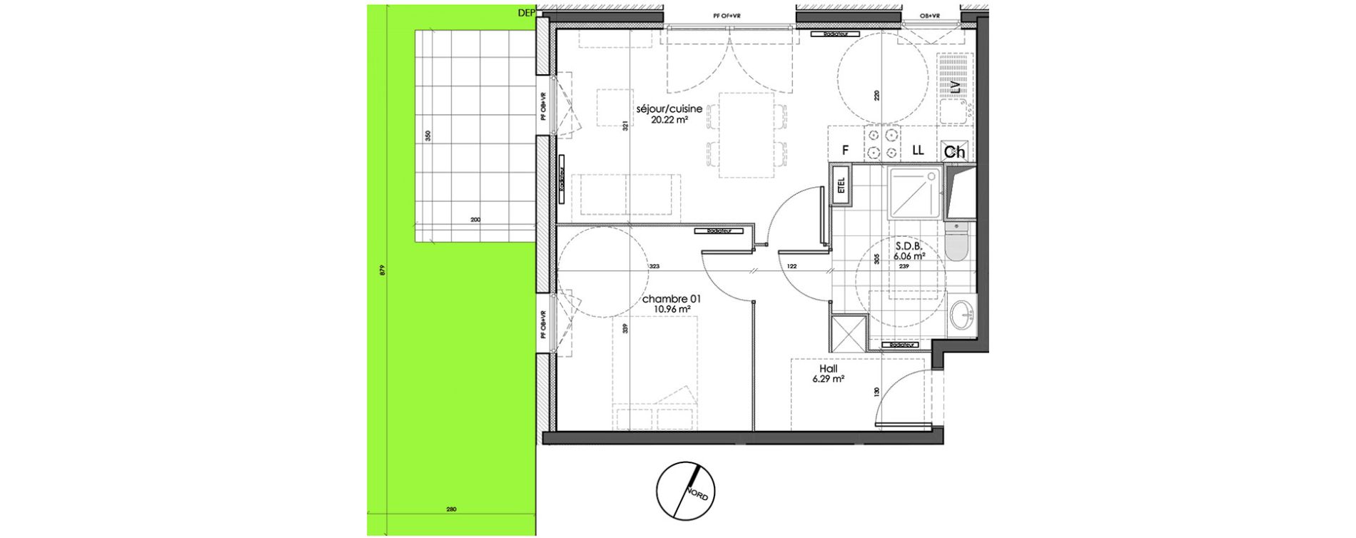 Appartement T2 de 43,51 m2 &agrave; Wattignies Centre
