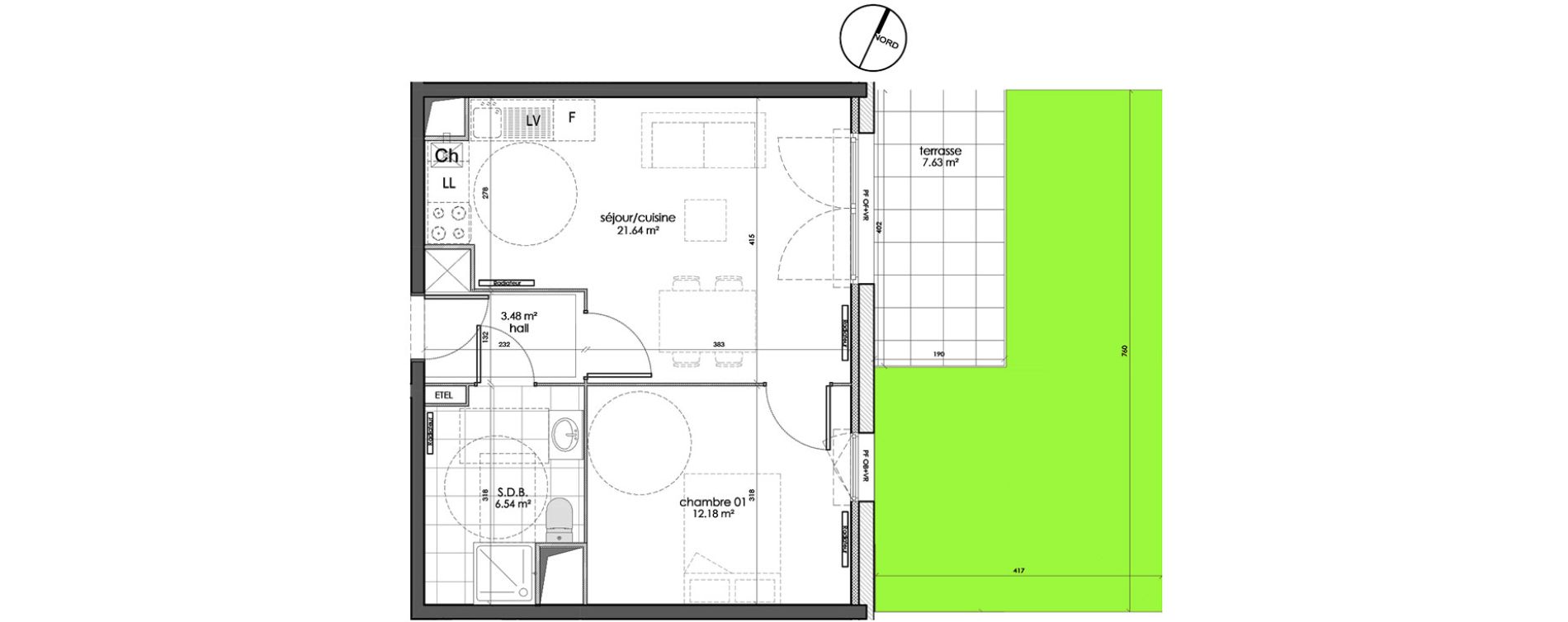 Appartement T2 de 43,85 m2 &agrave; Wattignies Centre