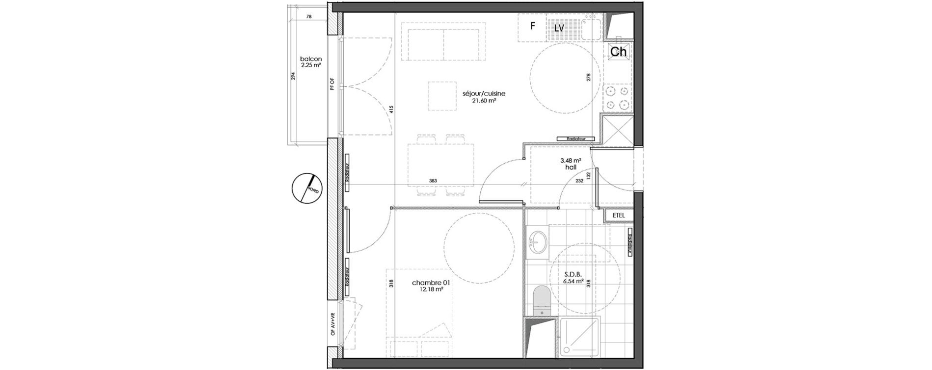 Appartement T2 de 43,80 m2 &agrave; Wattignies Centre