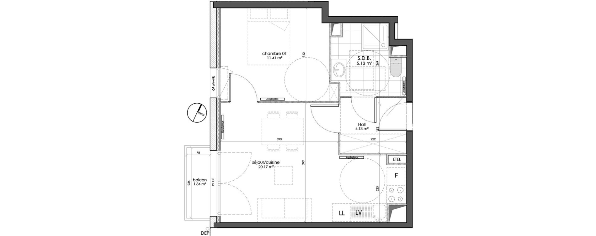Appartement T2 de 40,84 m2 &agrave; Wattignies Centre