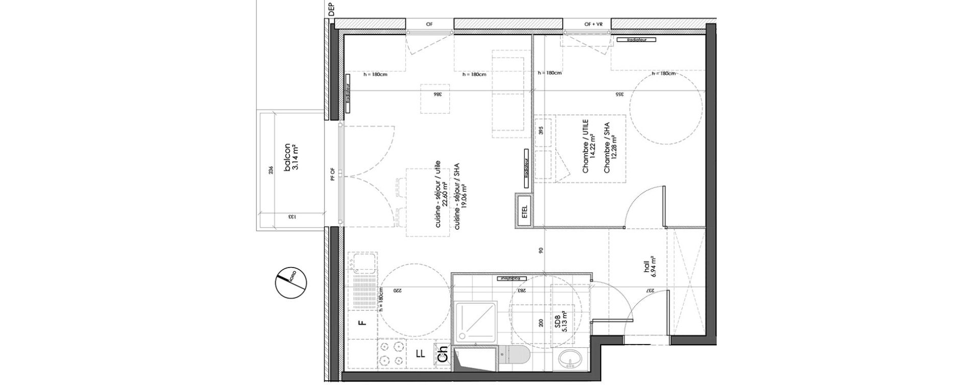 Appartement T2 de 43,40 m2 &agrave; Wattignies Centre