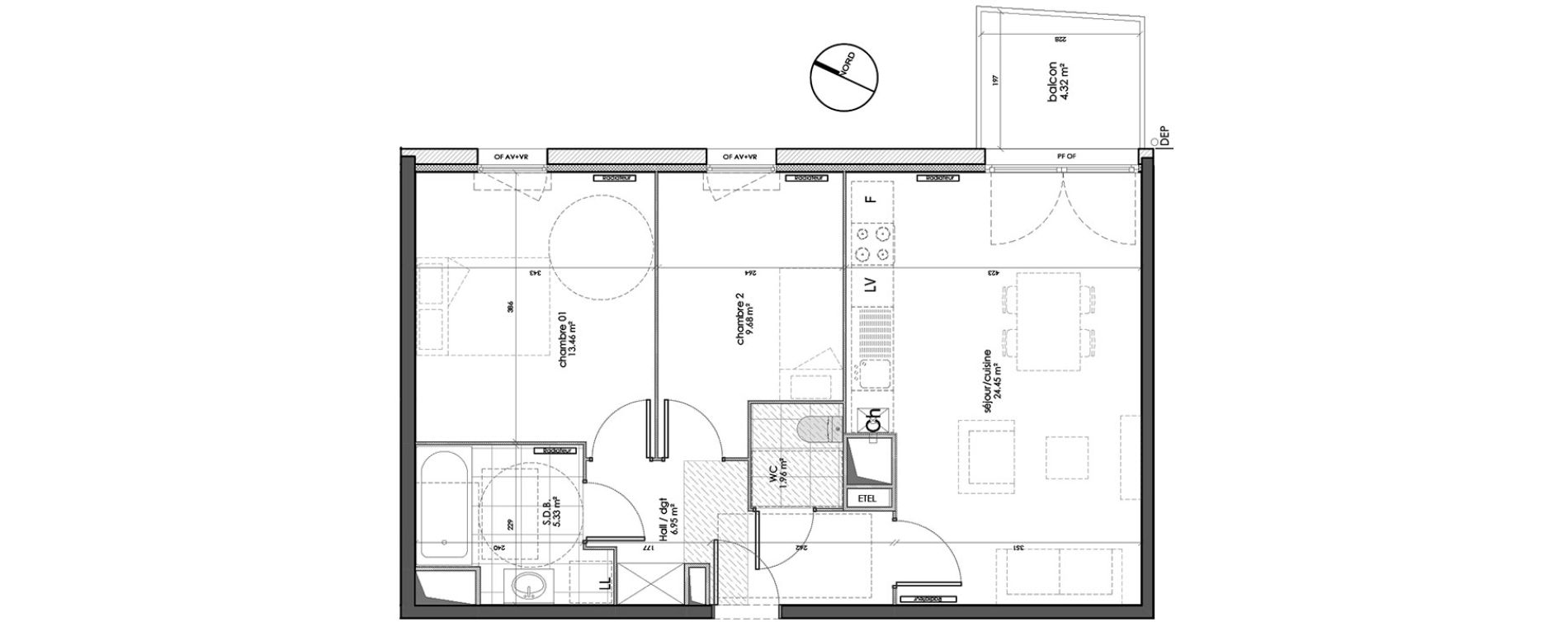 Appartement T3 de 61,84 m2 &agrave; Wattignies Centre