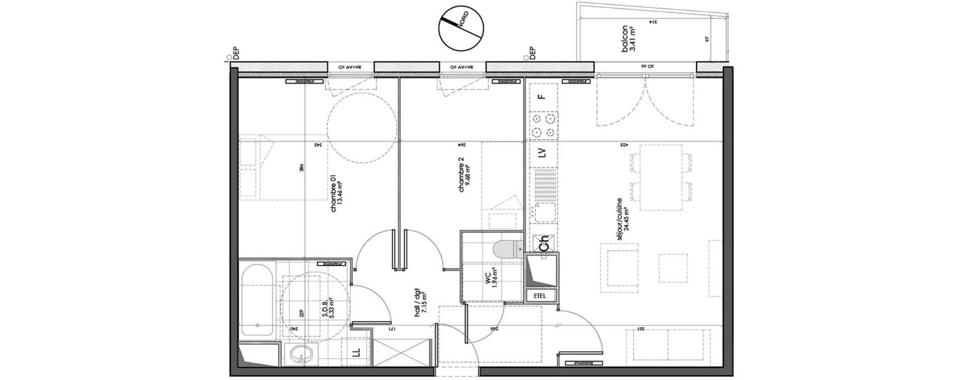 Appartement T3 de 62,03 m2 &agrave; Wattignies Centre