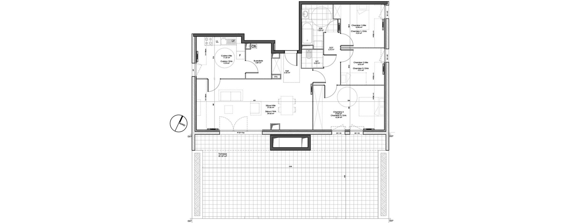 Appartement T4 de 96,77 m2 &agrave; Wattignies Centre