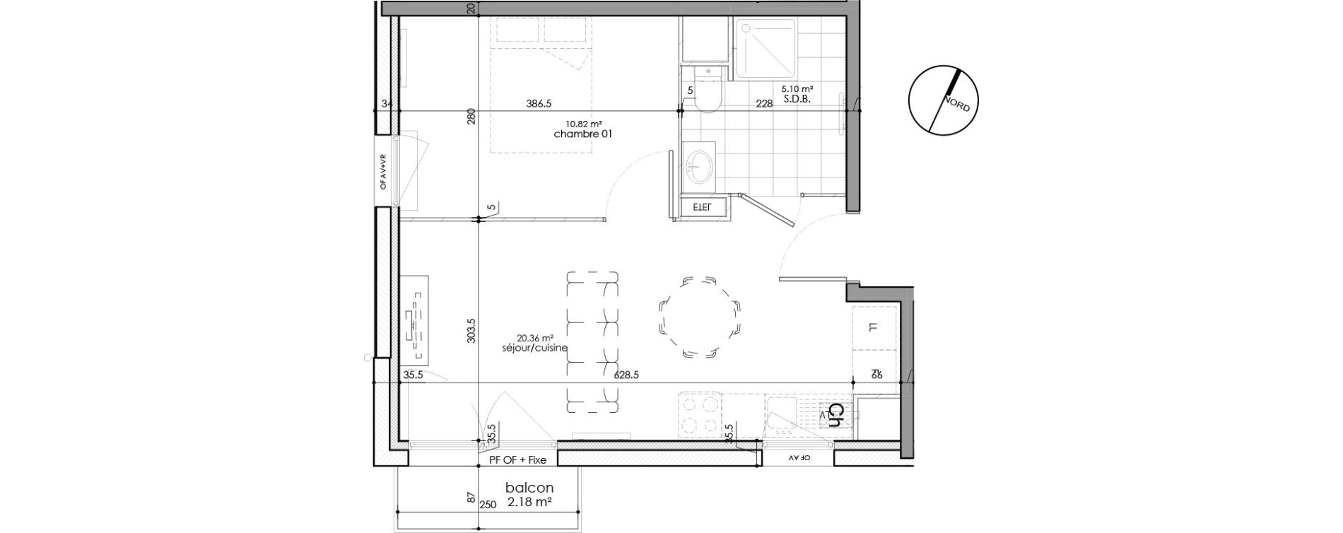 Appartement T2 de 36,28 m2 &agrave; Wattignies Centre