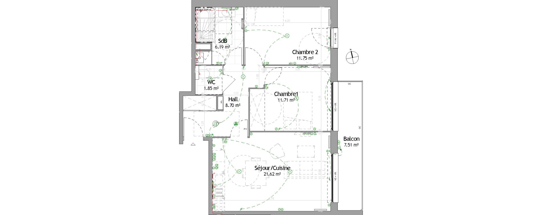 Appartement T3 de 61,82 m2 &agrave; Wattignies Centre