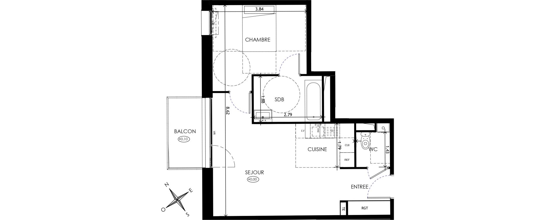 Appartement T2 de 45,58 m2 &agrave; Wattignies Centre