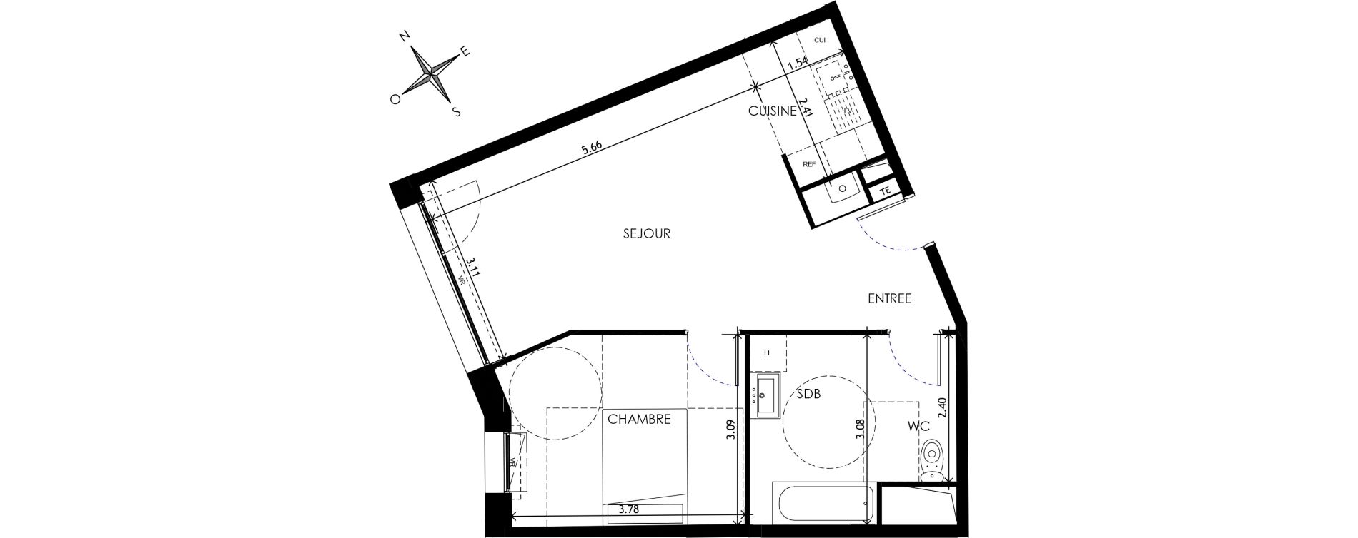 Appartement T2 de 49,63 m2 &agrave; Wattignies Centre