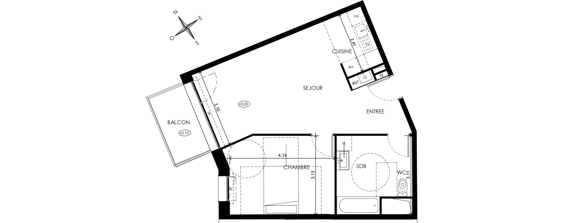 Appartement T2 de 49,73 m2 &agrave; Wattignies Centre