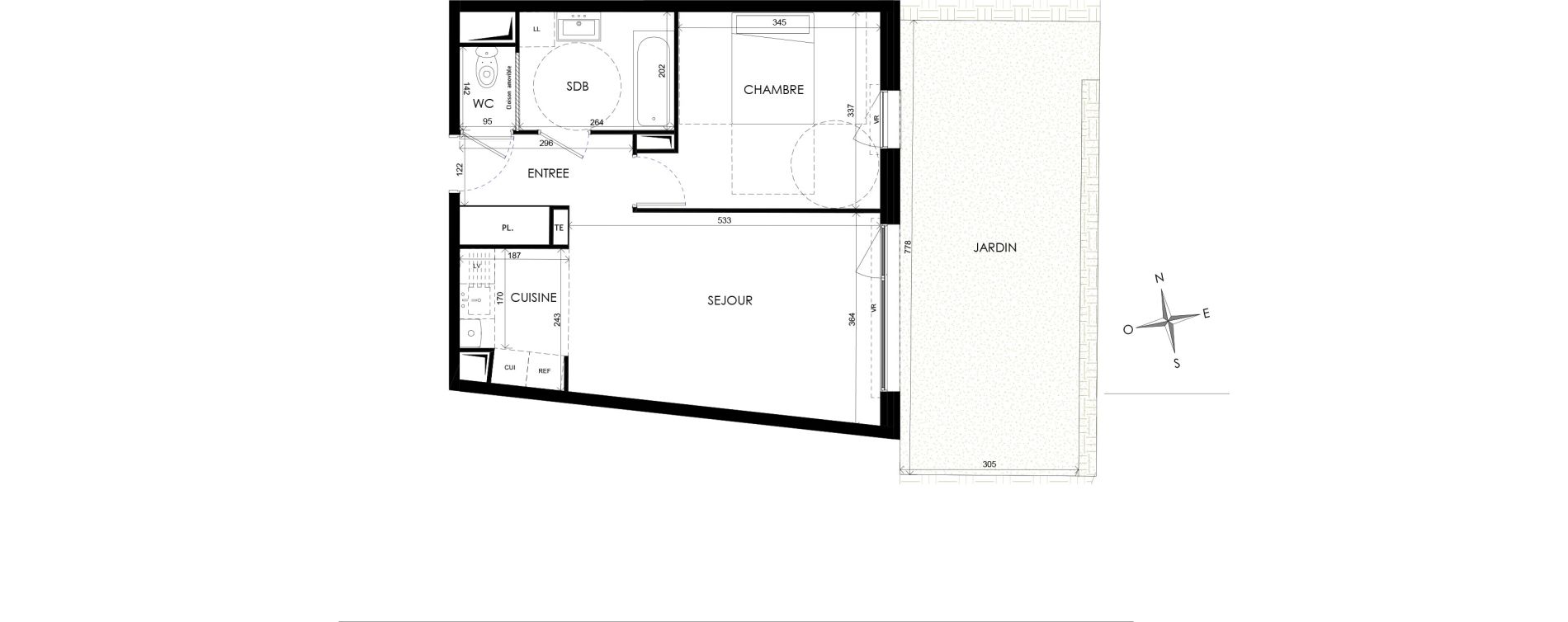 Appartement T2 de 45,68 m2 &agrave; Wattignies Centre