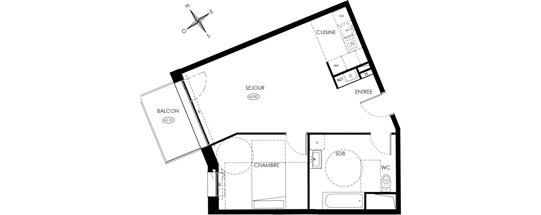 Appartement T2 de 49,54 m2 &agrave; Wattignies Centre