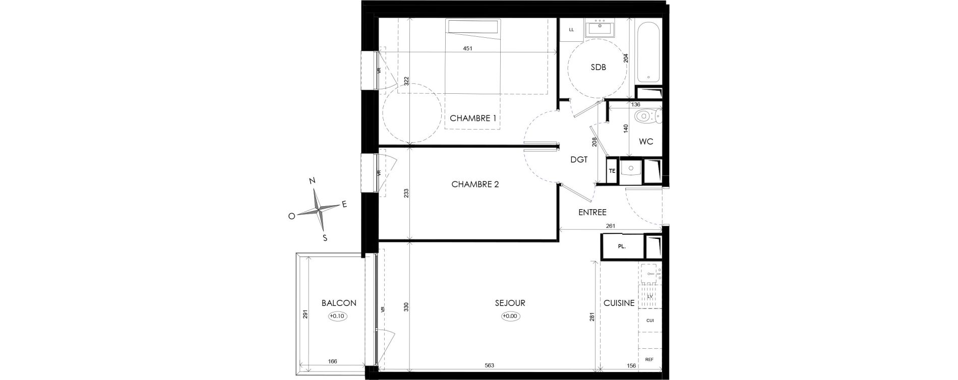Appartement T3 de 61,89 m2 &agrave; Wattignies Centre