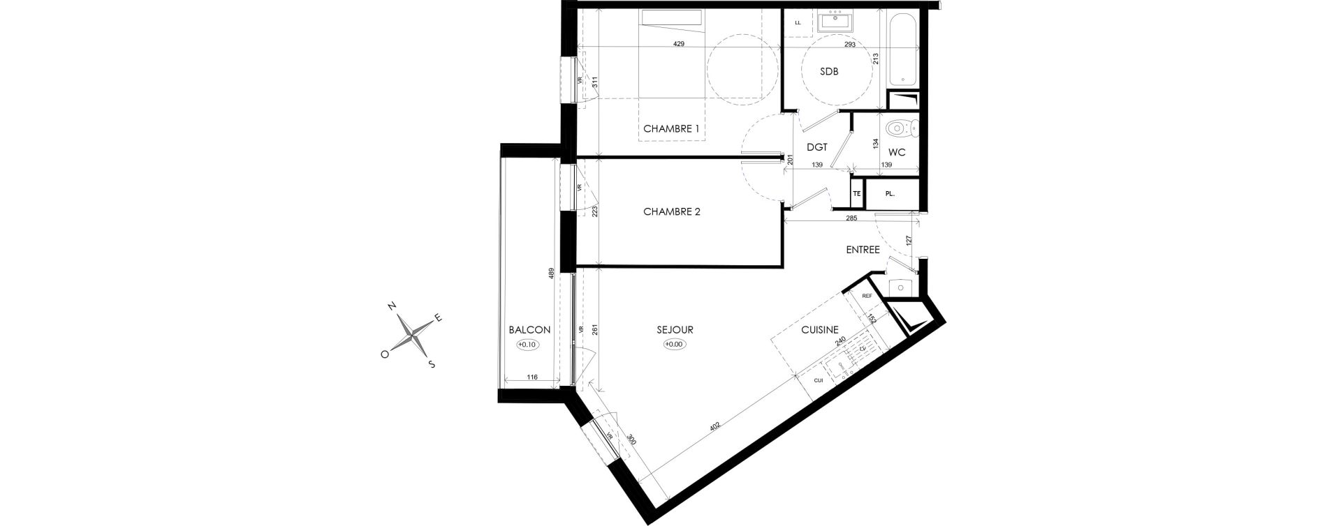 Appartement T3 de 61,38 m2 &agrave; Wattignies Centre